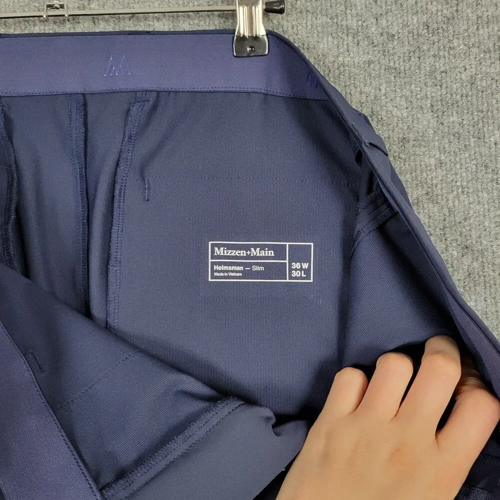 MIZZEN + MAIN Blue Helmsman Slim Performance Chino Pants Golf Preppy SIZE 36x30